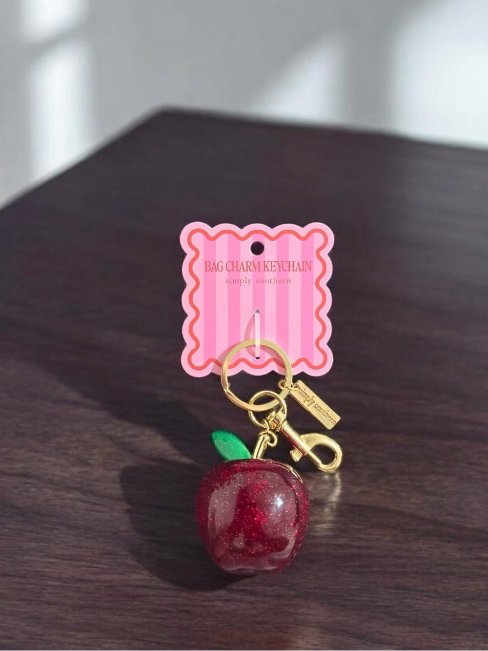 Simply Southern Red Glitter Apple Keychain & Bag Charm - Picture 3 of 3